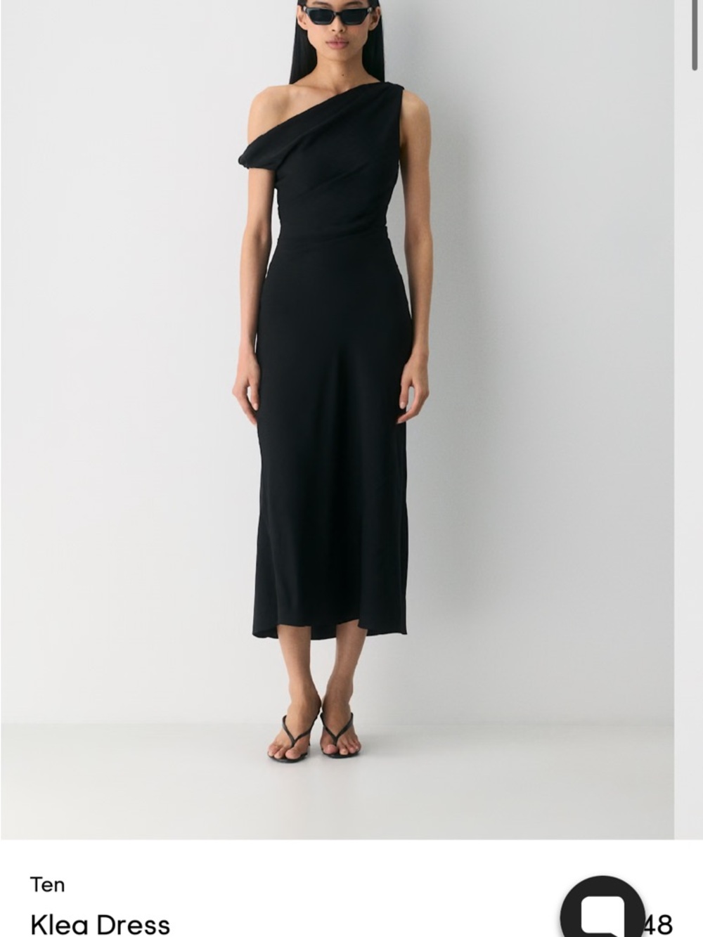 Aritzia Klea One-Shoulder Black Midi Dress